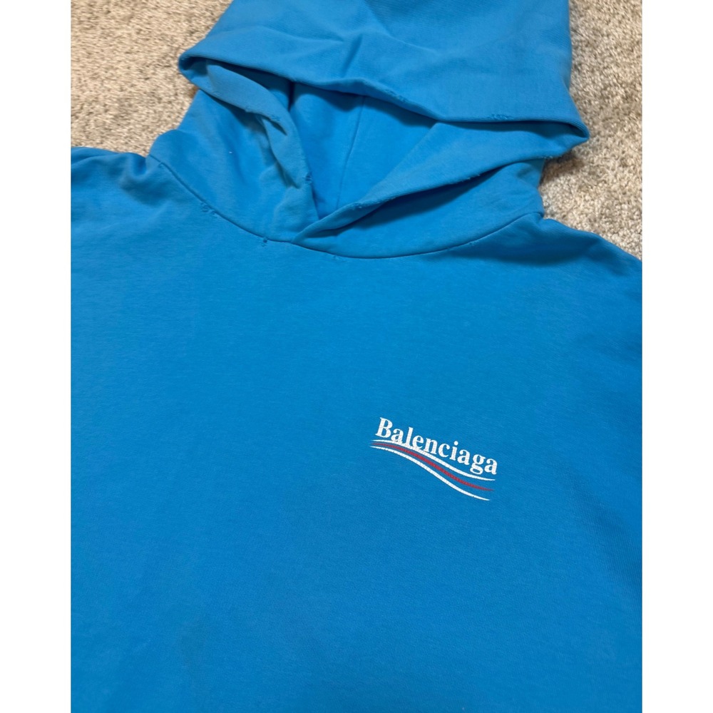 Balenciaga Campaign Logo Hoodie Blue Sky Fits Size XL New w/tags - Picture 3 of 7